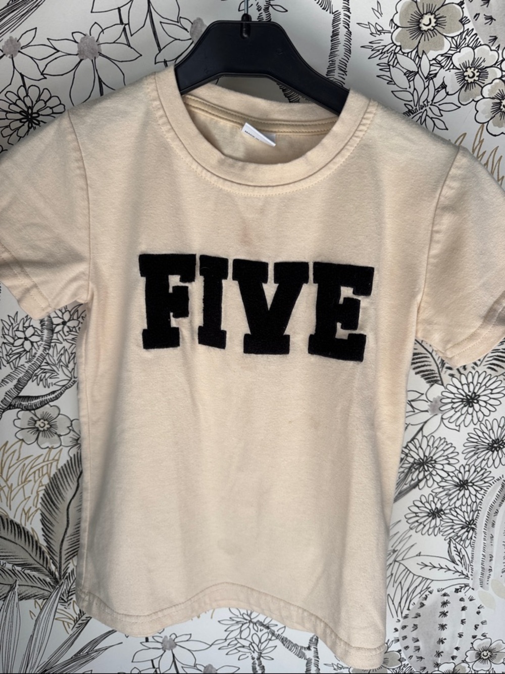 Kids 'FIVE' Graphic Tee in Cream by